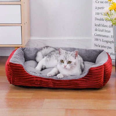 Bed for Dog Cat Pet Soft Square Plush Kennel