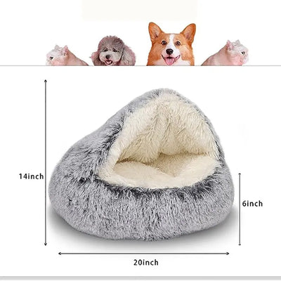 Soft Plush Pet Bed with Cover Round Cat Bed Pet